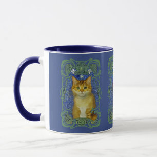 Süßes Kätzchen im Vintage-Art-Nouveau-Stil Tasse