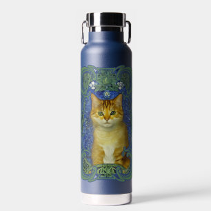 Süßes Kätzchen im Vintage-Art-Nouveau-Stil Trinkflasche