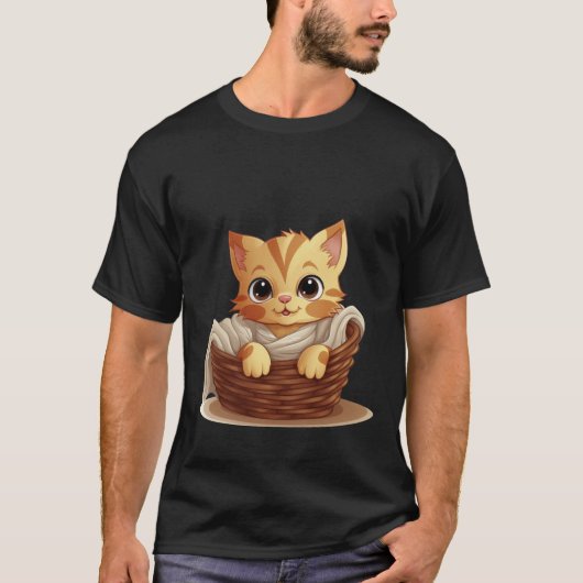 Süßes Kätzchen in Korb Kuscheldecke Kunst ✨🐾🧺 T-Shirt (Vorderseite)