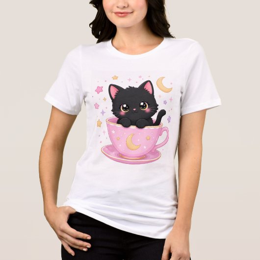 süßes Kätzchen in Tasse Tri-Blend Shirt (Vorderseite)