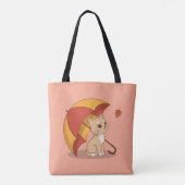 Süßes Kätzchen Katze Rot Gelb Regenschirm Fall Ros Tasche (Rückseite)