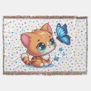 Süßes Kätzchen/Katze & Schmetterling  Decke
