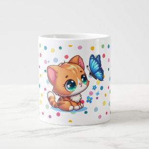 Süßes Kätzchen/Katze & Schmetterling  Jumbo-Tasse