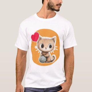 Süßes Kätzchen mit seinem Wollknäuel T-Shirt