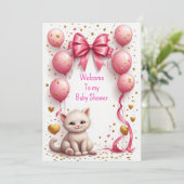 Süßes Kätzchen Rosa Ballon Karte 🐱 (Stehend Vorderseite)