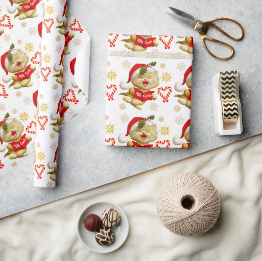 Süßes Kätzchen singt Weihnachtslieder Geschenkpapier (Basteln)