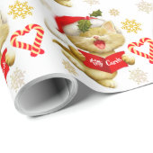 Süßes Kätzchen singt Weihnachtslieder Geschenkpapier (Rolleneckpunkt)