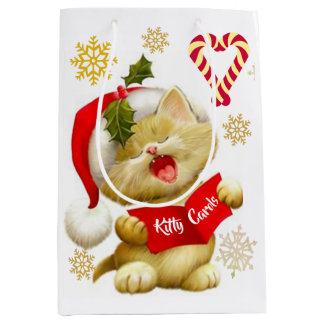Süßes Kätzchen singt Weihnachtslieder Mittlere Geschenktüte