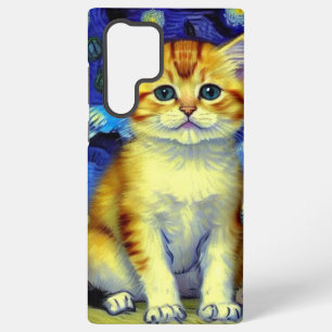 Süßes Kätzchen Sternennacht Van Gogh Samsung Galaxy Hülle