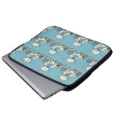 Süßes Kätzchen strickt blaues Muster Tech Accessoi Laptopschutzhülle (Vorne Knopf)