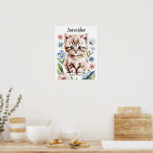 Süßes Kätzchen und Frühlingsblumen Poster (Küche)