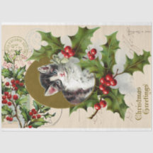 Süßes Kätzchen Weihnachten Decoupage Papier