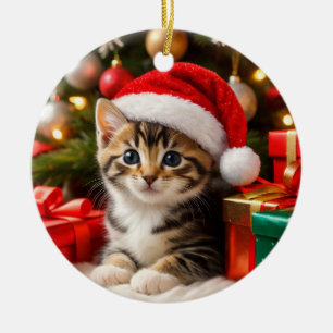 Süßes Kätzchen-Weihnachtsanhänger Keramik Ornament
