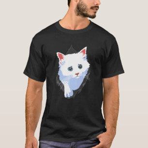 Süßes Kätzchen zerrissene Kleidung Weiße Süße Katz T-Shirt
