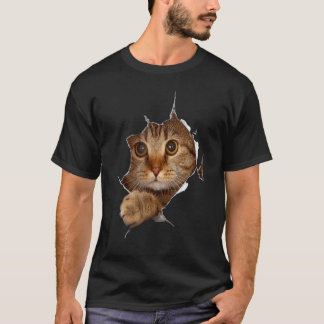 Süßes Kätzchen zerrissenes Tuch   Katze  Katzenbes T-Shirt