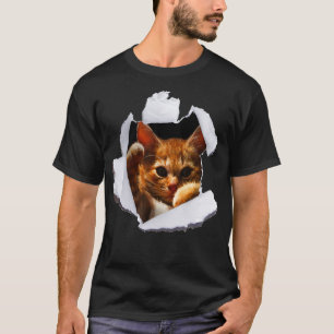 Süßes Kätzchen zerrissenes Tuch  Lustiger Katzenli T-Shirt
