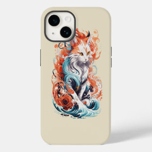 Süßes Katzen-Design im neo-traditionellen Stil iPhone 14 Hülle