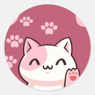 Süßes Katzen-Design Runder Aufkleber