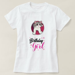 Süßes Katzen-Geburtstags-Girl Grafik T-Shirt