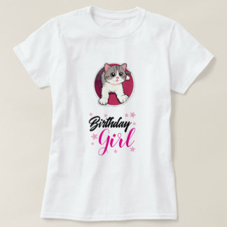 Süßes Katzen-Geburtstags-Girl Grafik T-Shirt