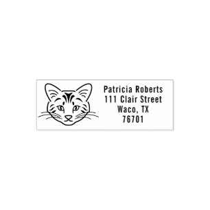 Süßes Katzen-Gesicht Personalisierte Rücksendeadre Permastempel