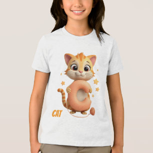 Süßes Katzen-Kinder-T-Shirt C steht für Katze Al Tri-Blend Shirt