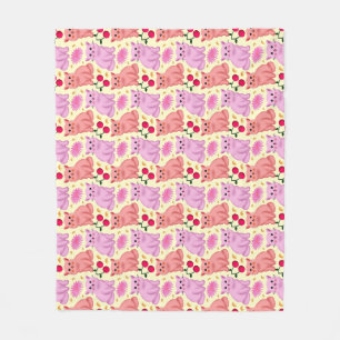 Süßes Katzen-Kirsch-Blumenmuster   Kawaii-Kätzchen Fleecedecke