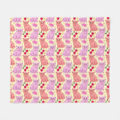 Süßes Katzen-Kirsch-Blumenmuster | Kawaii-Kätzchen Fleecedecke (Vorderseite (Horizontal))