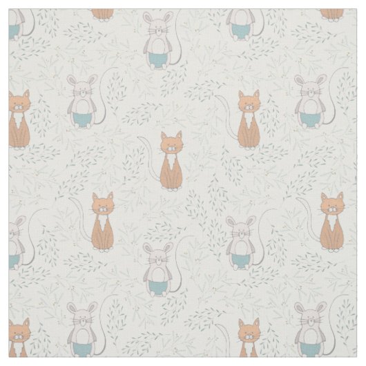 Süßes Katzen-Maus-Muster Stoff (Muster)