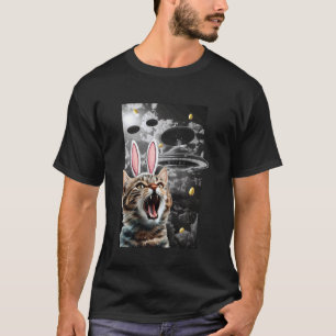 Süßes Katzen-Meme-Osterhase-Alien-UFO-Lustige-Wiss T-Shirt