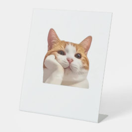 Süßes Katzen-Meme & Pink Coffee Ästhetik Sticker S Sockelschild
