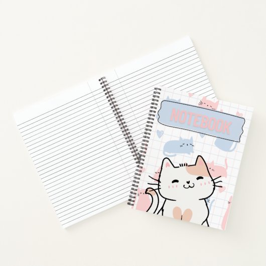 Süßes Katzen Notizbuch – 50 druckbare linierte Sei (Innenseite)