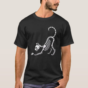 Süßes Katzen Skelett Fisch Halloween Mama Papa Kin T-Shirt