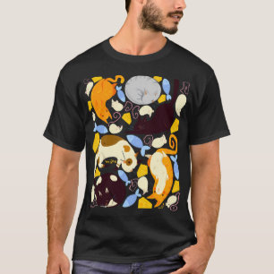 Süßes Katzen- und Mausmuster T-Shirt