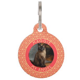 Süßes Katzen-Vater-Geschenk Sechseck-Muster Haustiermarke
