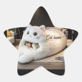 Süßes Katzenbett – Personalisiert Stern-Aufkleber