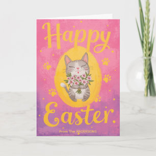 Süßes Katzenbouquet Ostern Personalisierte Ostern  Feiertagskarte