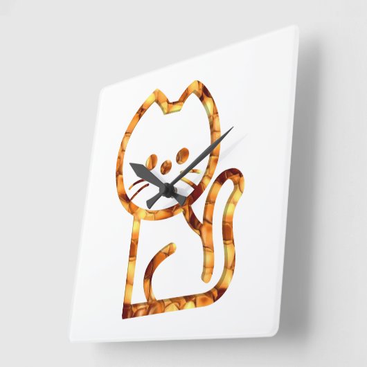 Süßes Katzendesign  Quadratische Wanduhr (Winkel)