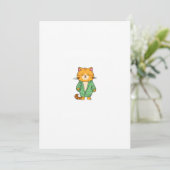 Süßes Katzendesign, roter Kater Einladung (Stehend Vorderseite)