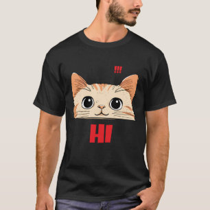 Süßes Katzengesicht T-Shirt mit kurzen Ärmeln   Un