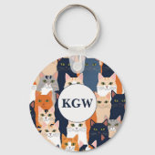 Süßes Katzenmonogramm Schlüsselanhänger (Vorderseite)