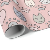 Süßes Katzenmuster Geschenkpapier (Rolleneckpunkt)