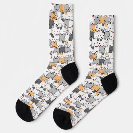 Süßes Katzenmuster-Quadrat-Wallpaper Socken (Linkes Detail)