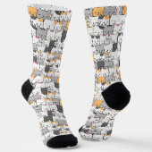 Süßes Katzenmuster-Quadrat-Wallpaper Socken (Gewinkelt)