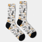 Süßes Katzenmuster-Quadrat-Wallpaper Socken (Rechts)