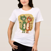 Süßes Katzenpaar-Design Tri-Blend Shirt (Vorderseite)