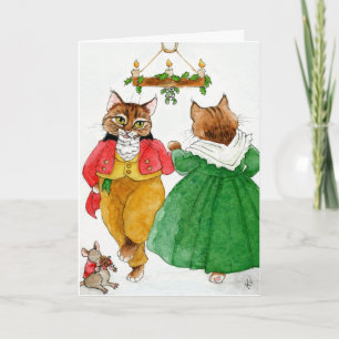 Süßes Katzenpaar Mäuse Weihnachtstanz Karte