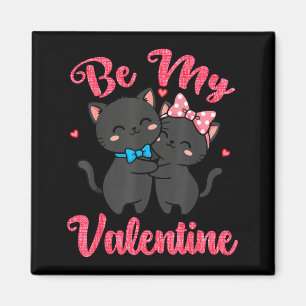 Süßes Katzenpaar Umarmen Sei Mein Valentinstag Her Magnet