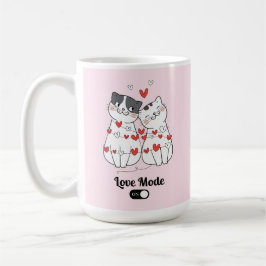 Süßes Katzenpaar Valentinstag-Illustration Kaffeetasse