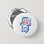 Süßes Kawaii-Anime-Mädchen-Aufkleber Button (Vorne & Hinten)
